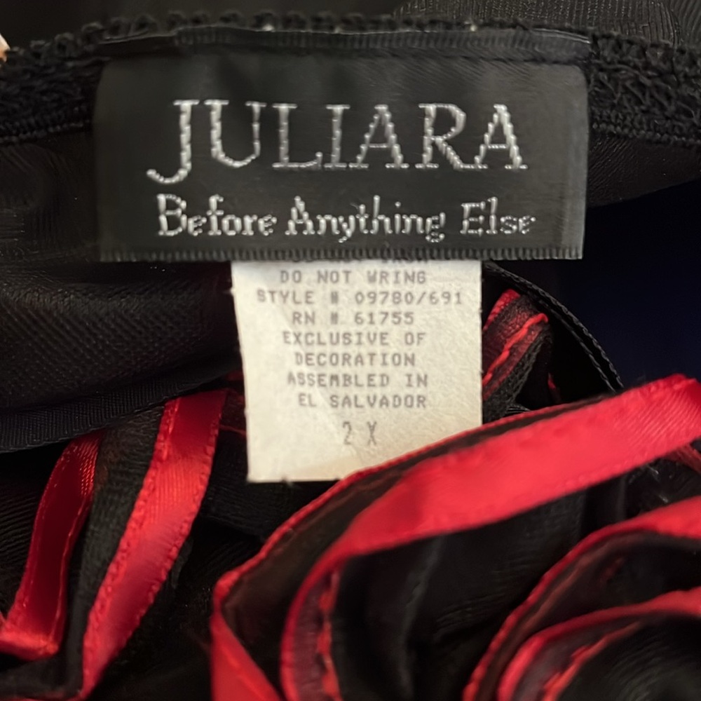 Juliara Vintage Sexy Black sheer Babydoll nightgown w/Red Ruffled Trim Size 2X - Picture 7 of 14